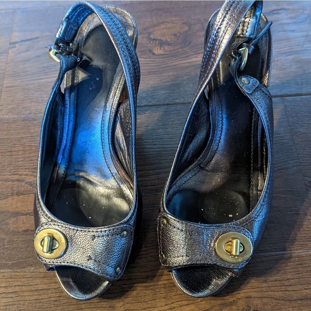 Coach Platform Open Toe Clasp Strap Heel 6.5b - M… - image 1